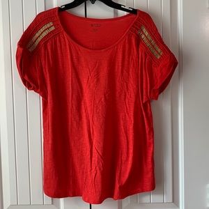 New Directions Weekend Collection Red Gold Top Large